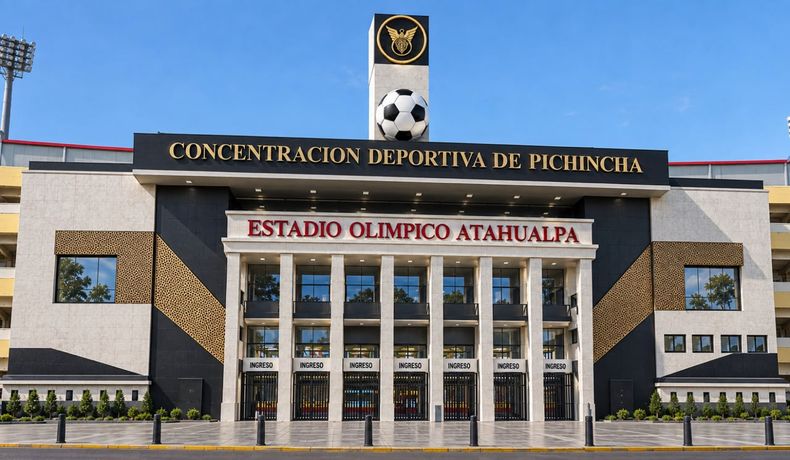 Render final sobre la fachada del Estadio Ol&iacute;mpico Atahualpa