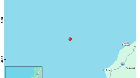 Epicentro del sismo en el cantón Jama en Manabí.