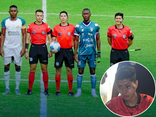 El juez de línea, Lenín Ojeda (círculo), fue agredido durante el encuentro entre Ciudad de Yantzaza y Río Aguarico, de la Segunda Categoría de Ecuador.