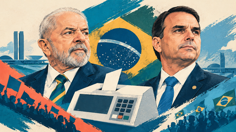 Ilustración del duelo electoral en Brasil entre el presidente Luiz Inácio Lula da Silva y el opositor Flávio Bolsonaro.