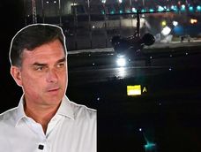 Composición con el rostro de Flávio Bolsonaro y el avión de la compañía Baires Fly S.A. captado en Guayaquil con el excandidato presidencial de Brasil a bordo.