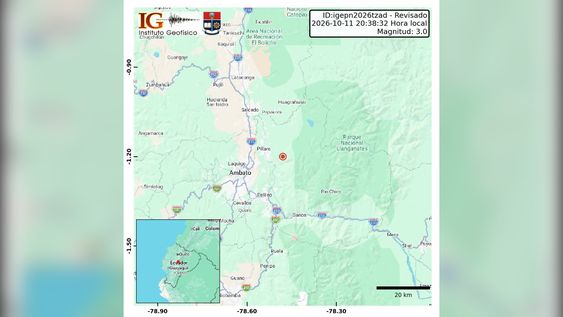 Un sismo de magnitud 3 se sintió cerca de Píllaro, la noche del 11 de octubre.