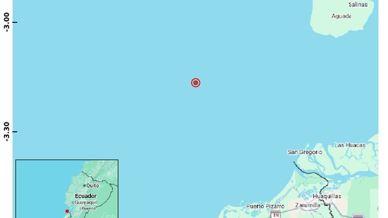 Gráfico del epicentro del sismo en Tumbes, Perú, la madrugada del 14 de octubre de 2026.