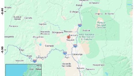 El mapa del Instituto Geofísico muestra el epicentro del sismo de magnitud 3,7 registrado cerca de Saquisilí, en Cotopaxi, el 29 de octubre de 2026.