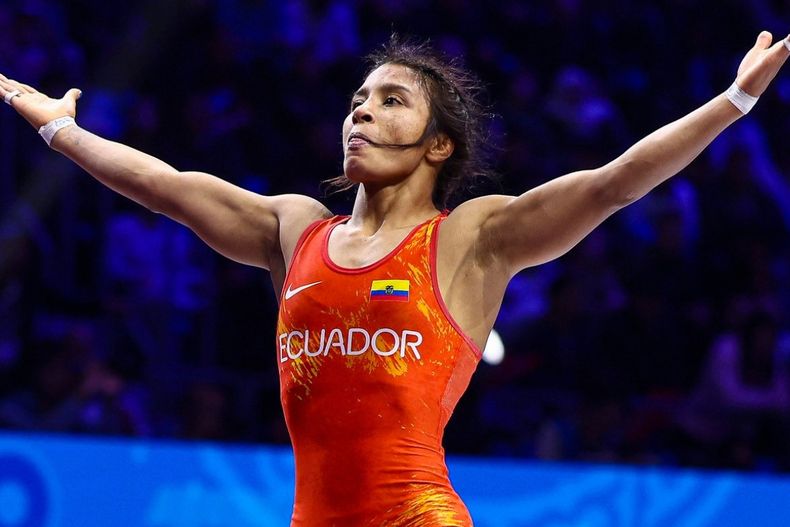 Lucía Yépez en el Campeonato Mundial de Lucha 2026 en Kazajistán.&nbsp;