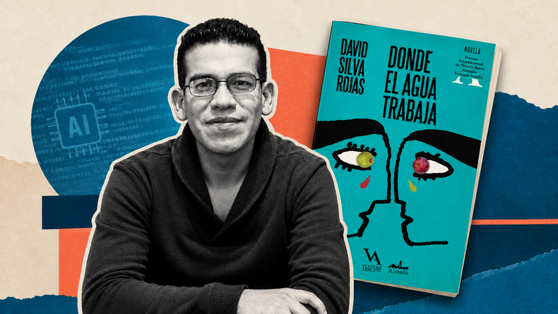 David Silva Rojas es acusado de escribir su novela ganadora, 'Donde el agua trabaja' con IA. / Foto: Elaborada con IA.