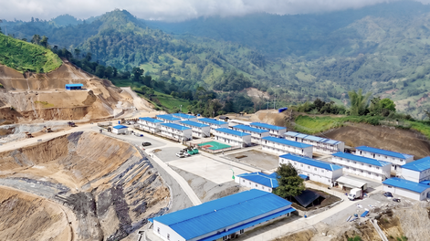Vista aérea del campamento del proyecto minero El Domo.&nbsp;