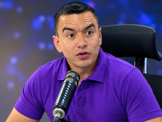 Daniel Noboa, presidente de la República, en su entrevista del 14 de octubre de 2026 en Ambato.