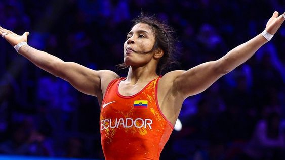 Lucía Yépez en el Campeonato Mundial de Lucha 2026 en Kazajistán.&nbsp;