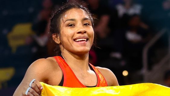 Lucía Yépez en el Campeonato Mundial de Lucha 2025, que se celebra en Astaná, Kazajistán.