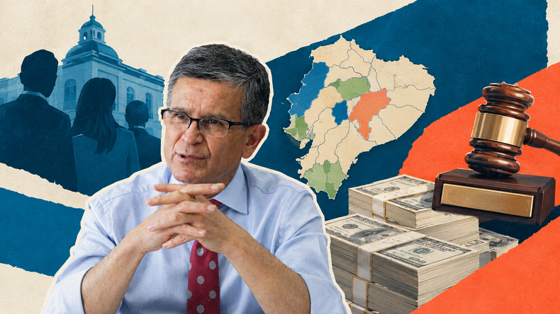 Collage sobre el riesgo de la democracia por la financiación de partidos políticos con dinero del crimen organizado.